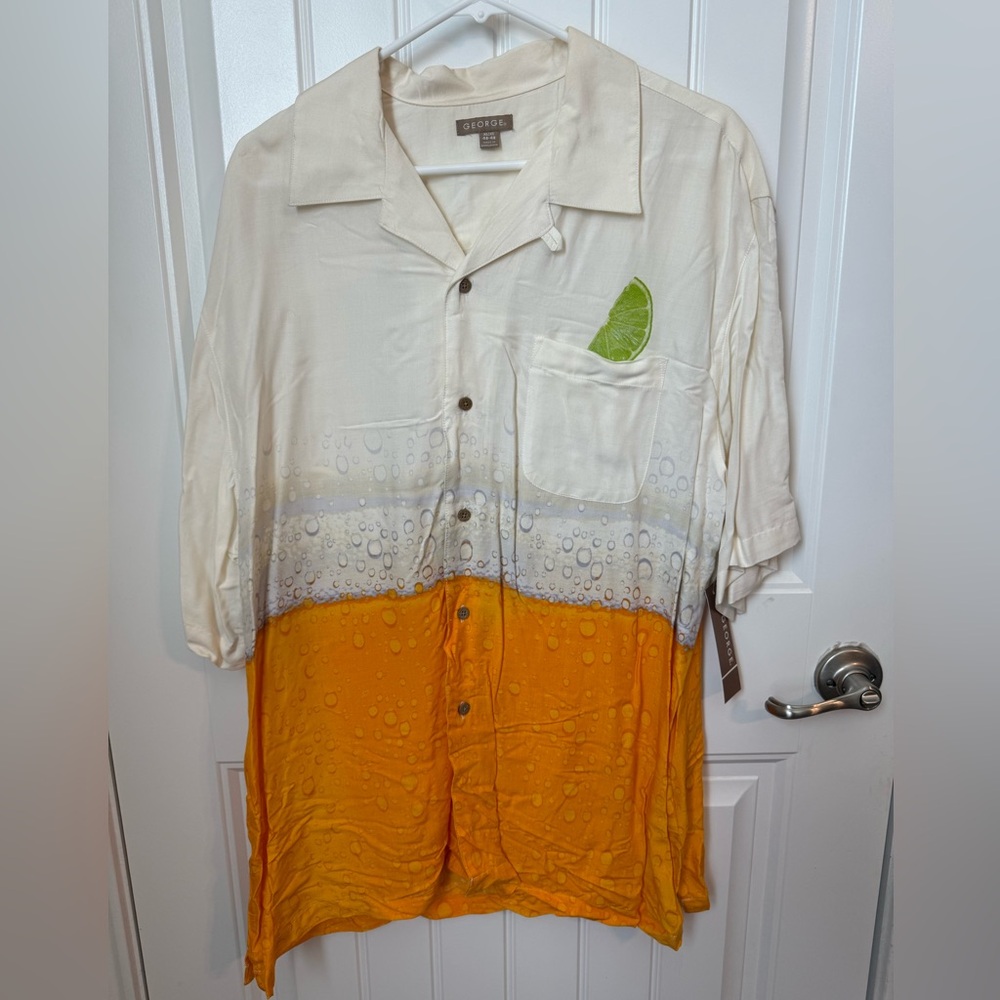 George SS Full Button "Beer" Shirt Lime Pocket - Single Stiched size XL (46-48)